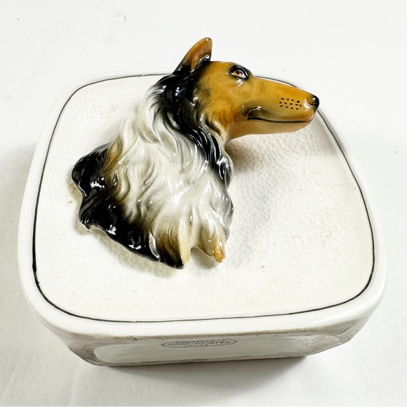 Vintage Grantcrest Japan Dog Plaque MCM Retro Wall Pocket Decor Collie Kitsch - Picture 3 of 13